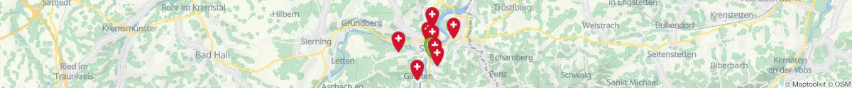 Kartenansicht für Apotheken-Notdienste in der Nähe von Sankt Ulrich bei Steyr (Steyr  (Land), Oberösterreich)